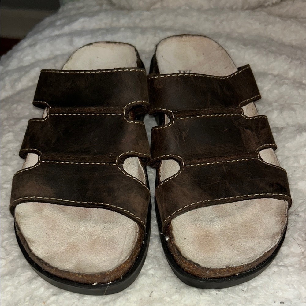 Brown Leather Mules for Women